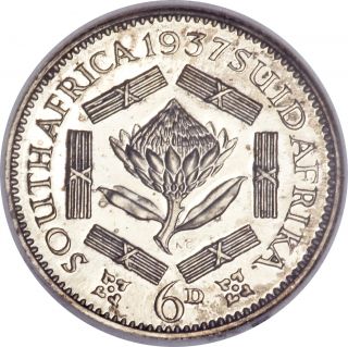 1937 South African Republic 6 Pence Coin 800 Silver