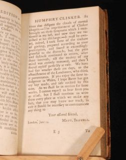 1772 3VOL Tobias Smollett Humphry Clinker 2nd Ed