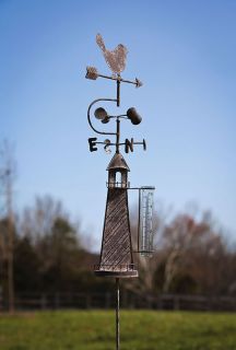 Lighthouse Garden Stake Weather Vane with Rain Guage