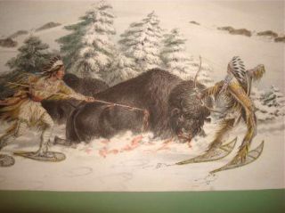 George Catlin North American Indian Litho Buffalo Hunt