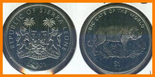 Sierra Leone 2001 Dollar Tiger Crown Size Uncirculated