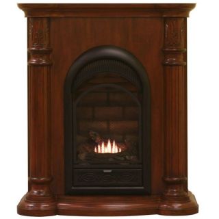 Hearth Sense Vent Free Gas Fireplace with Cherry Finish Mantel