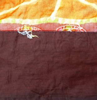 Vintage Sari Georgette Chiffon Fabric Elephant Craft Dress Orange
