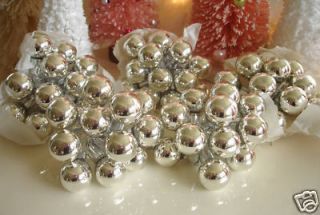 72 SiLvEr CHIC MERCURY GLASS Ball PICK Ornament Wreath Decor Vtg Xmas