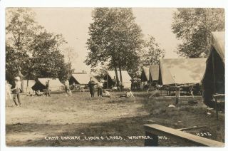 Wi RARE Real Photo 1923 Camp Onaway Chain O Lakes at Waupaca Wisconsin