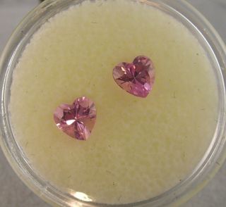  Pair of Pink Sapphire Heart Gemstones 5x5mm Created 1 9 Carats