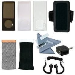 11 in 1 Ipod nano 4th gen accessory kit; earbuds+armband+case+ US P+H