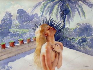  Jena Holman "Sun Bath" Watercolor