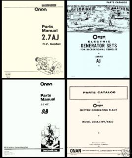 Onan AJ Generator Genset RV Parts Manual 33 Manuals