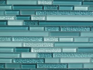 Aqua Horizontal Mosaic Glass Tile Kitchen Backsplash Bathroom Shower