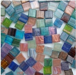  inch Mixed Colors Copper Metallic Veined Glass Mosaic Tiles
