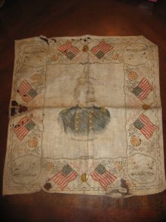 RARE 1898 Admiral George Dewey Linen Handkerchief Orig
