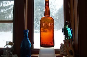 Antique 1890s Amber Casey Bros Scranton PA Whiskey Bottle