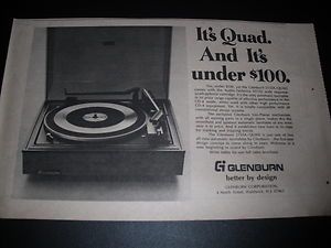 Glenburn 2155A Quad Turntable 1974 Magazine Print Ad
