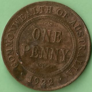  Penny Australia Old Copper Coin Low Mintage British George V