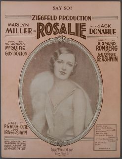Say So George Ira Gershwin PG Wodehouse Rosalie Marilyn Miller 1928