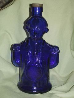 Vintage George Washington Cobalt Blue Bust Cordiial Bottle 