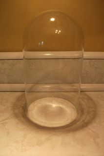 Vintage Glass Dome Display Case Doll Clock Taxidermy 18 Circumference