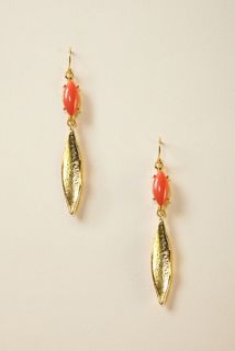 Gerard Yosca 14k Gold Coral Stone Drop Earrings New