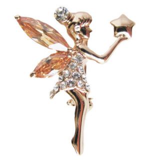 Star angel brooch pin gold GF Authentic swarovski crystal