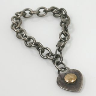  Sterling Silver 14k Gold Heart Charm Bracelet 32 5 Grams