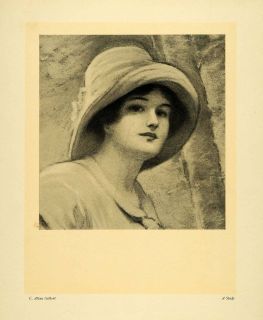 1911 Print Study Woman Portrait C Allan Gilbert Female Drawing Artwork
