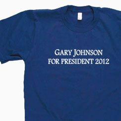Gary Johnson for President 2012 Libertarian Constitution Party Tshirt