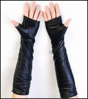  Fingerless【100 Leather】Long Opera Gloves Size s M L XL