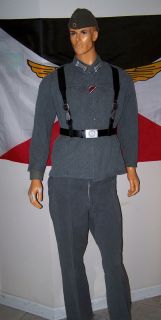 German WW2 Soldier Halloween Costume 46 Chest 40 Waist Litzen Leather