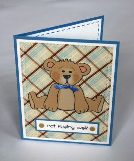 Handmade Card not Feeling Well Boy Bear Get Well 3 D