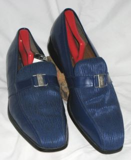 Giorgio Brutini Royal Blue Leather Fabric Loafers 12
