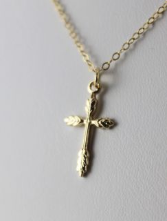 14k Gold Filled Cross Necklace with 18 14k Gold Filled Flat Cable