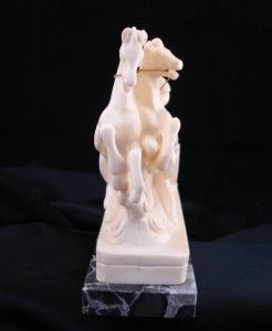 Gino Ruggeri Marble and Alabaster Sculpture Chariot Figurine
