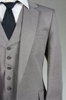 Vintage Mod Geoffrey Beene Brown Pinstripe 3 Piece Suit 40 R