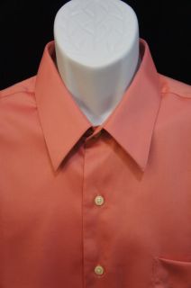 Geoffrey Beene Fitted Pink Peach Long Sleeve Button Down Shirt Sz XL