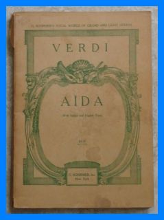 AIDA Opera Vocal Score Piano Softback Giuseppe Verdi 2 Languages