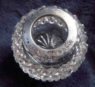 Antique Glass Dressing Table Jar with Solid Silver Rim John Grinsell