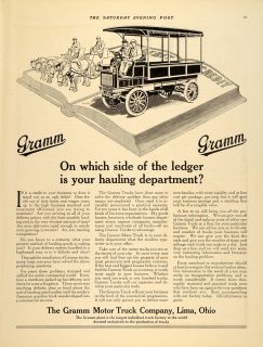 1911 Ad Gramm Motor Truck Lima Ohio Automobile Debit   ORIGINAL