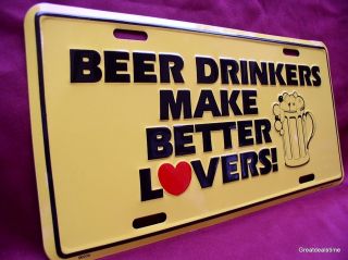 LOVE BEER DRINKERS LOVERS Funny Colors Metal Car Tag License Plate
