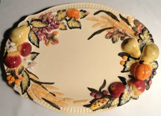 Vintage Bico China Harvest Oval Ceramic Serving Platter