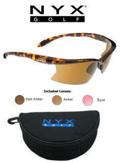 New NYX Arrow Golf Sunglasses w 3 Lenses and Case