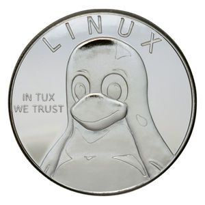 GNU Linux Silver Plated Bronze Challenge Coin