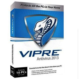GFI Vipre Antivirus 2013 Home Site License for 10 PCs 1 Year New in