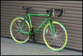 Green Yellow 53cm 700c Micargi RD267 Fixie Single Speed Road Bike
