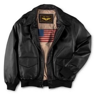 Mens Air Force A 2 Flight Leather Bomber Jacket Color Black