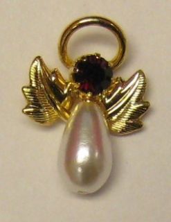 January Garnet Birthstone Guardian Angel Gold Lapel Pin