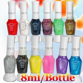 12 Color Two Way Nail Art Polish Painting Pen Brushes Gift