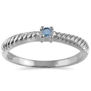 05 Carat Blue Diamond Rope Promise Ring in 10K White Gold