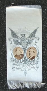1884 SILK RIBBON JUGATE GROVER CLEVELAND & THOMAS HENDRICKS CAMPAIGN