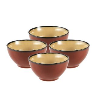 Gourmet Basics by Mikasa Belmont Red Cereal Bowls Set of 4